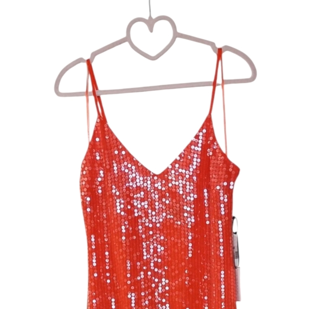 NWT 1. STATE Women's Sequin Sleeveless Midi Slip Dress In Summer Fig Size 8 $139 - Picture 5 of 12